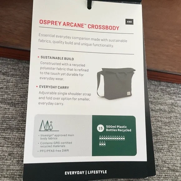 NWT Osprey Arcane 12L Tote Bag in Stonewash Black - Picture 11 of 12